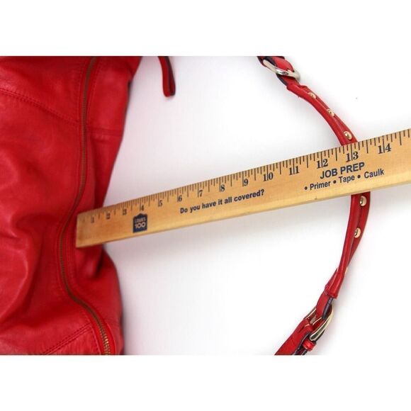 ROOMY HYPE RED GENUINE LEATHER STUDDED HOBO TOTE SHOULDER BAG HANDBAG PURSE - Picture 13 of 13